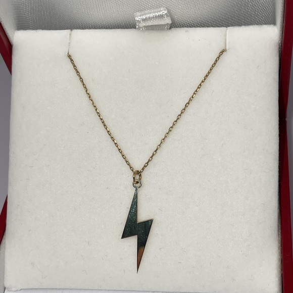 Solid Stamped 10K Yellow Gold Lightning Pendant Bolt Necklace (not 14K) Vintage - Picture 2 of 10